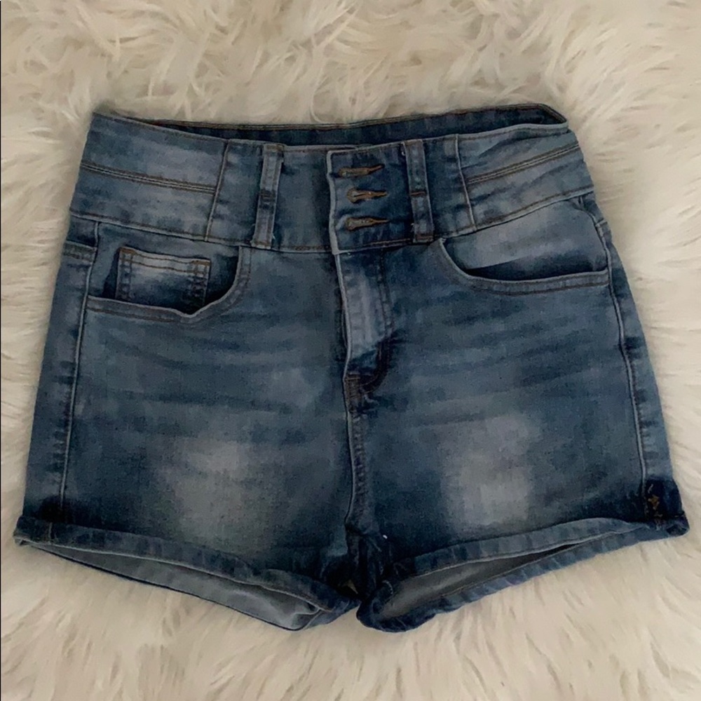 High waisted jean shorts